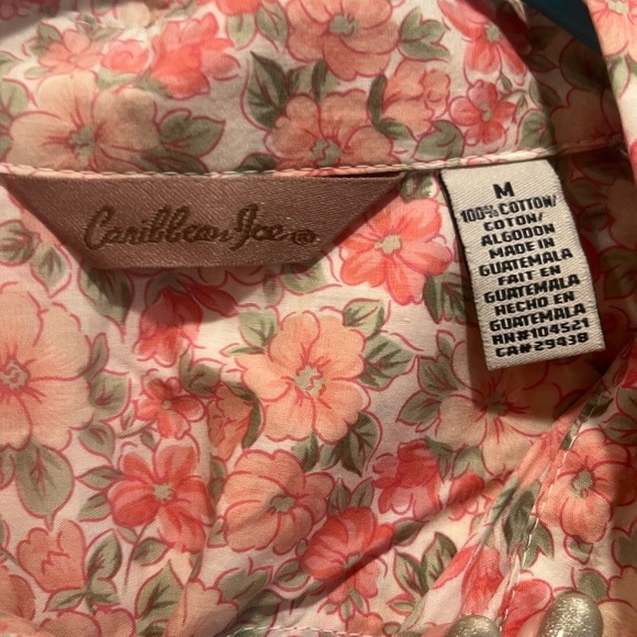 Caribbean Joe floral button up blouse BNWT - Picture 6 of 8